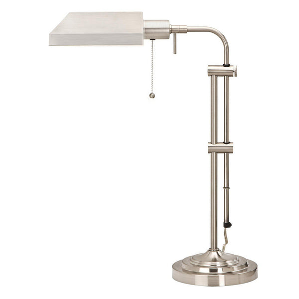 Metal Rectangular Desk Lamp with Adjustable Pole, Silver - BM225084