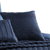 10 Piece King Polyester Comforter Set with Geometric Oblong Print, Dark Blue - BM225145