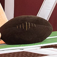 5 Piece Twin Comforter Set with Football Field Print, Brown and Green - BM225153