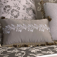 10 Piece King Polyester Comforter Set with Leaf Print, Platinum Gray - BM225167