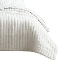 3 Piece Crinkles King Size Coverlet Set with Vertical Stitching, White - BM225247