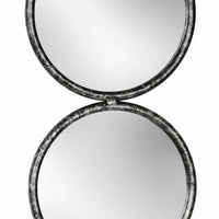 48 Inch 4 Stacked Round Mirrored Wall Decor, Antique Silver - BM225569