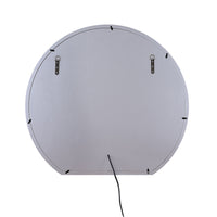 Round Mirror Panel Wall Decor with Light Function and Faux Diamond, Silver - BM225874