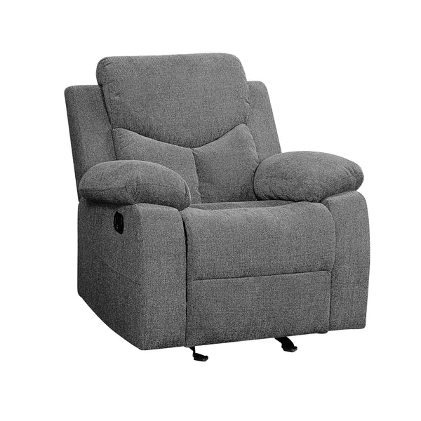 Fabric Upholstered Glider Recliner Chair with Pillow Top Armrest, Gray - BM225898