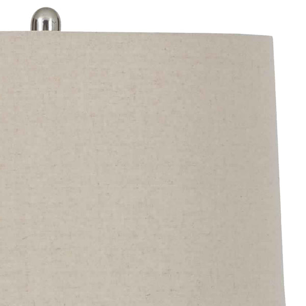 Textured Ceramic Frame Table Lamp with Fabric Shade, Beige and White - BM226099