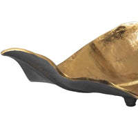 Twisted Leaf Design Sculpture with Texture Details, Gold and Black - BM226131