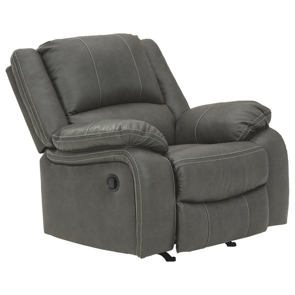 Faux Leather Upholstered Rocker Recliner with Jumbo Stitching, Gray - BM226481