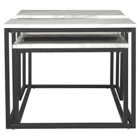 3 Piece Occasional Table, Metal Frame, Marble Top, White and Black - BM226510