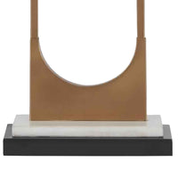 U Shaped Metal Body Table Lamp with Marble Base, Gold and Black - BM226575