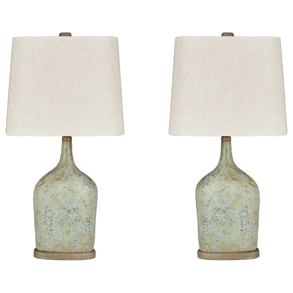 Bottle Shape Paper Composite Table Lamp with Fabric Shade, Set of 2, Gray - BM226580