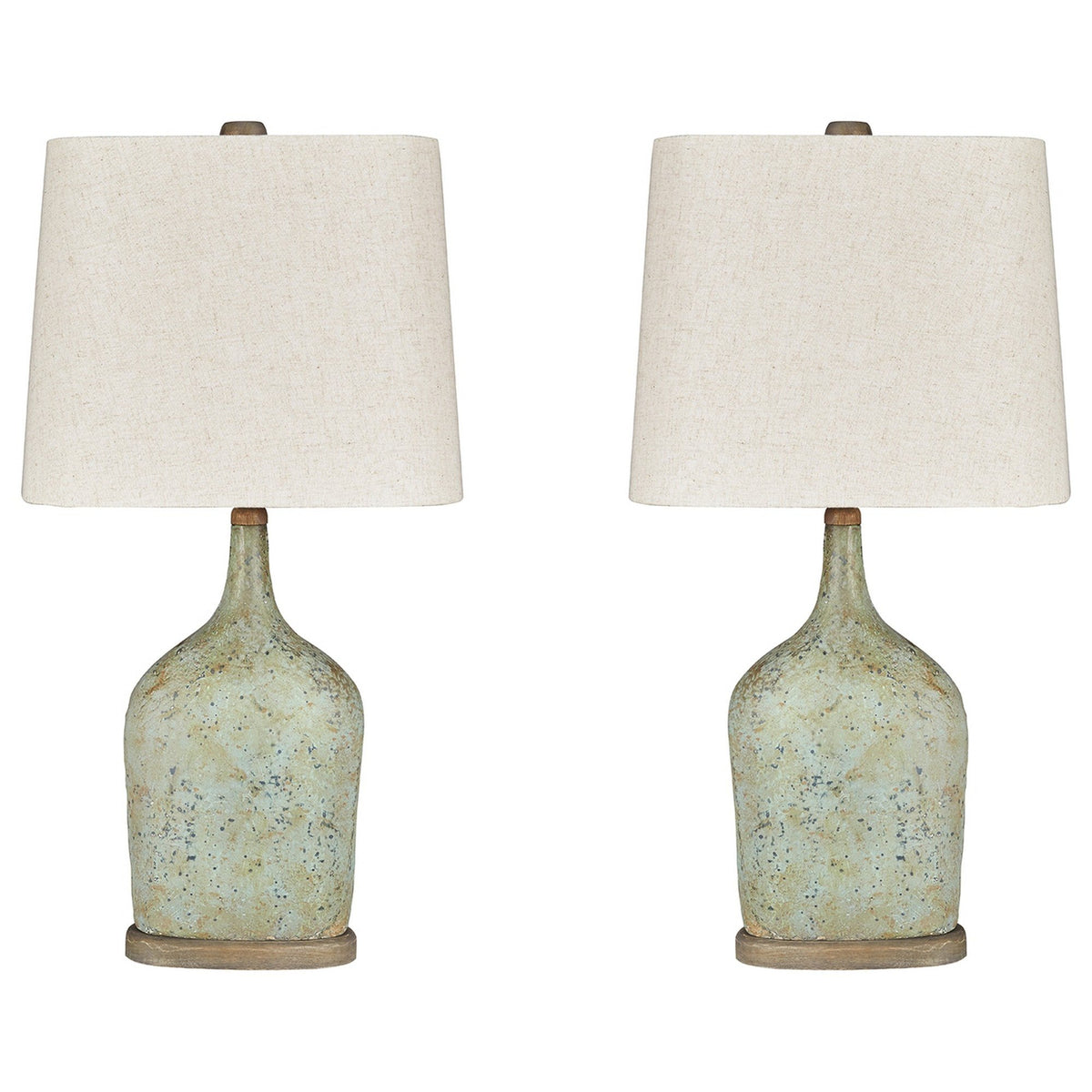 Bottle Shape Paper Composite Table Lamp with Fabric Shade, Set of 2, Gray - BM226580