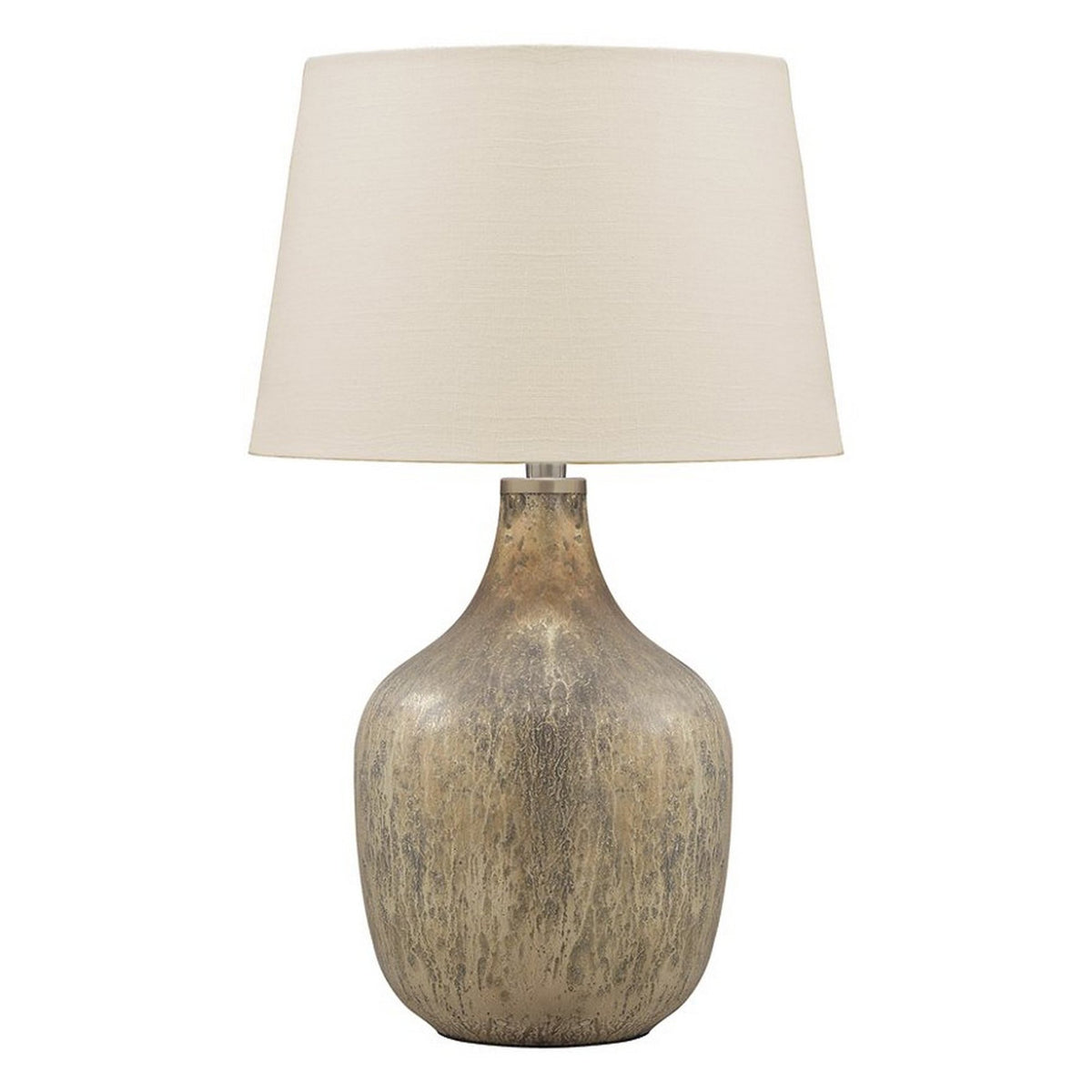 Mercury Glass Table Lamp with Drum Shade, Gold and Beige - BM227212