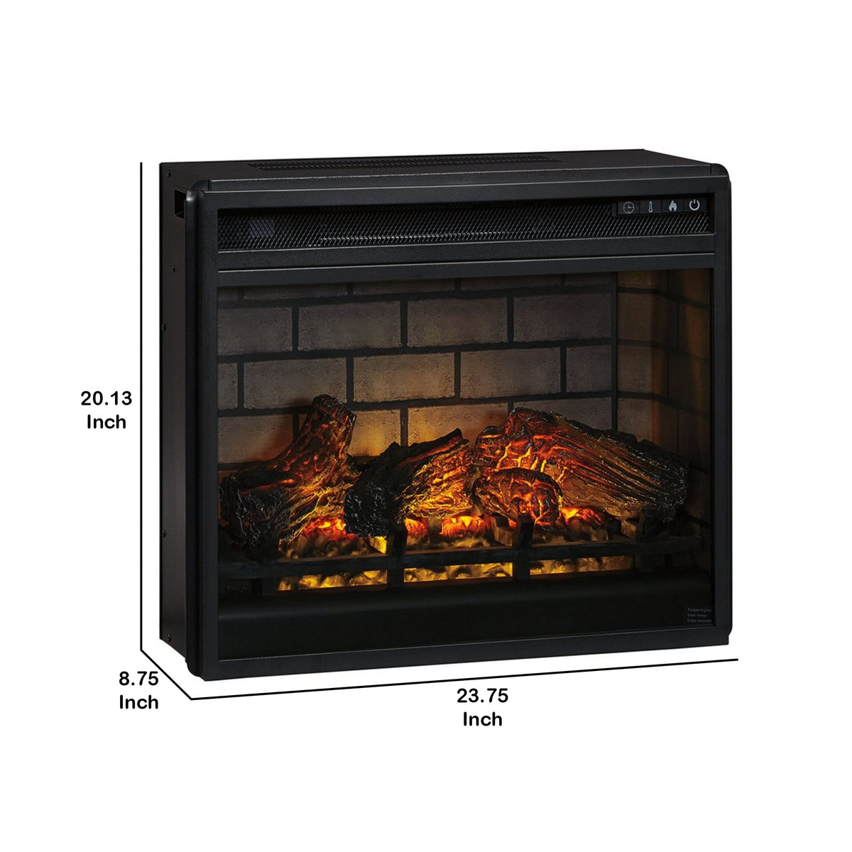 23.75 Inch Metal Fireplace Inset with 7 Level Temperature Setting, Black - BM227444