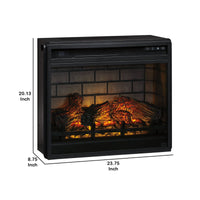 23.75 Inch Metal Fireplace Inset with 7 Level Temperature Setting, Black - BM227444