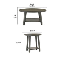 3 Piece Occasional Table Set with Open Bottom Shelf, Antique Gray - BM227574