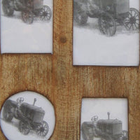 Rectangular Distressed Wooden Frame with 4 Photo Slots, Brown - BM228641