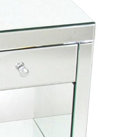 26 Inch Beveled Mirror Chest with 1 Drawer, Silver - BM229416