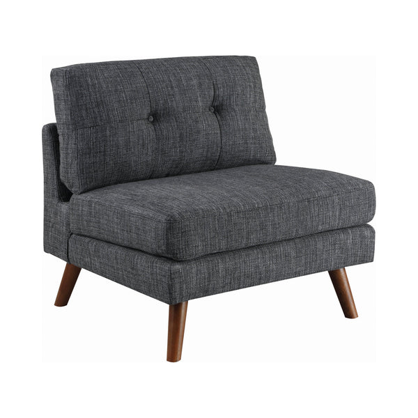 Mid Century Style Fabric Armless Chair with Splayed Legs, Dark Gray - BM229623