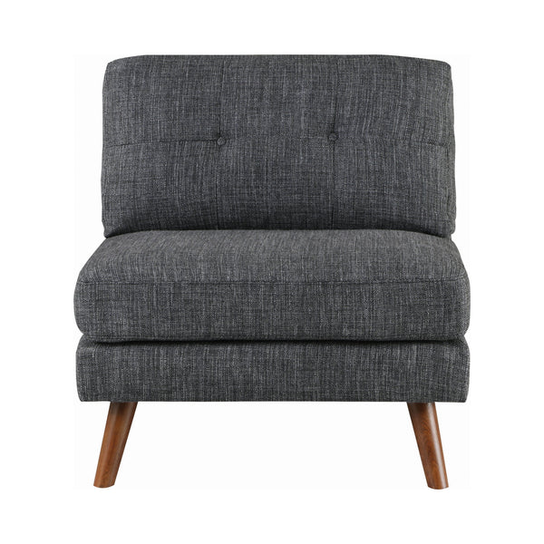 Mid Century Style Fabric Armless Chair with Splayed Legs, Dark Gray - BM229623