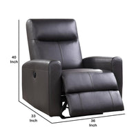Leatherette Power Recliner with Tufted Back, Brown - BM230146
