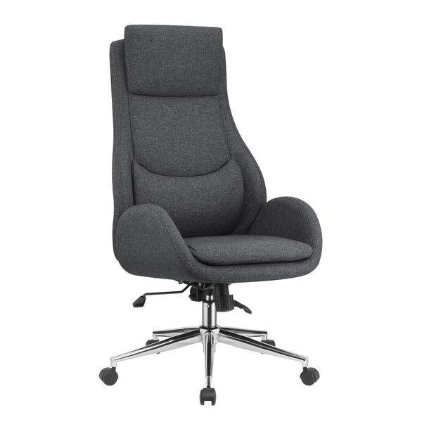 High Cushioned Tufted Back Fabric Office Chair with Star Base, Gray - BM230363