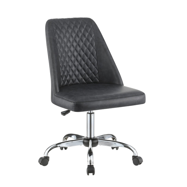 Diamond Pattern Stitched Leatherette Office Chair with Star Base, Gray - BM230364