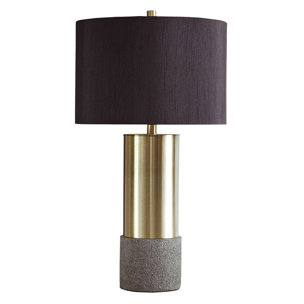 Faux Concrete and Metal Base Table Lamp, Set of 2, Brass and Gray - BM230945