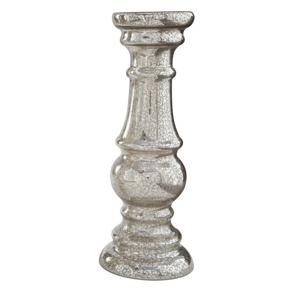 Mercury Glass Candleholder with Pedestal Base, Set of 3, Silver - BM230978