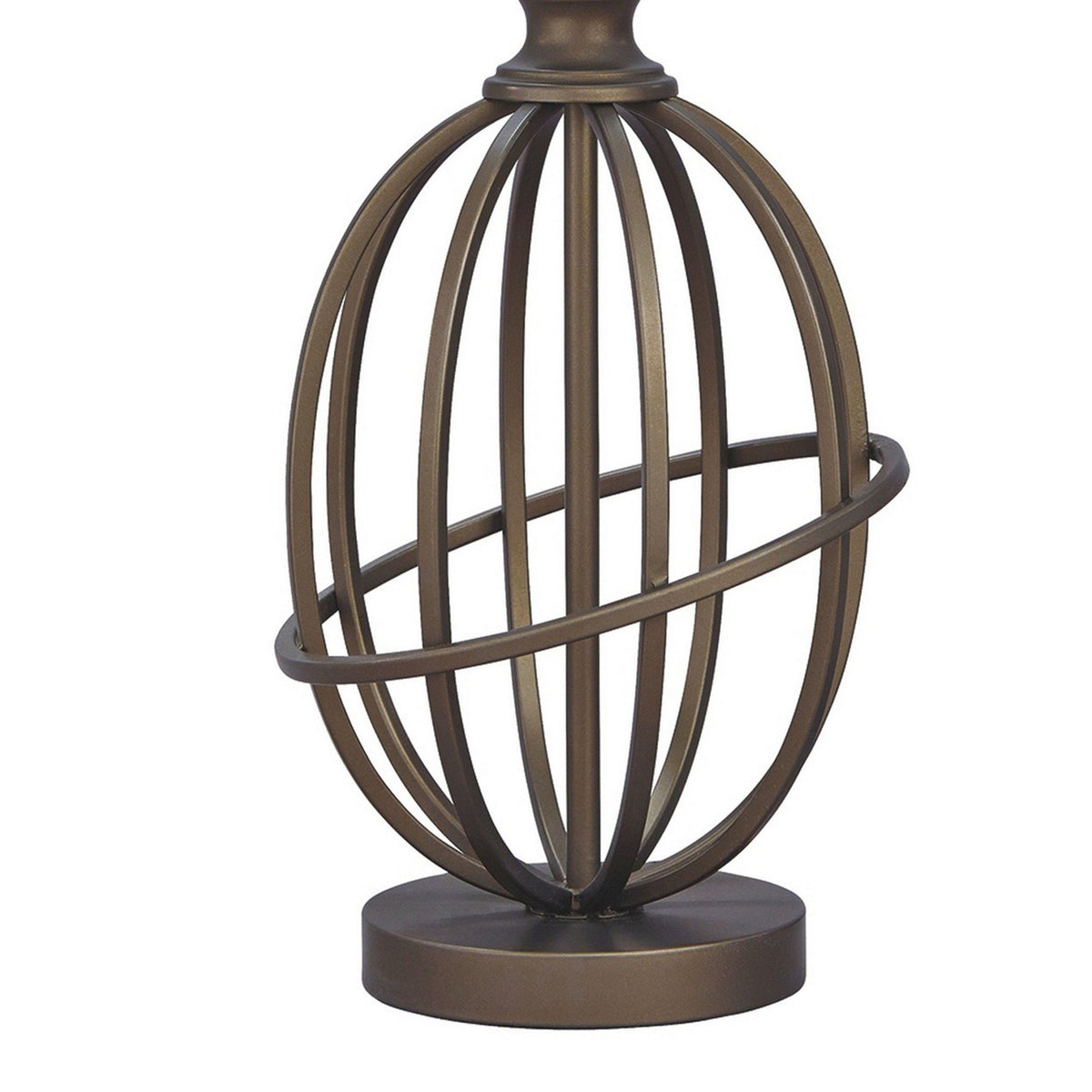Armillary Metal Base Table Lamp with fabric Shade, White and Bronze - BM230981