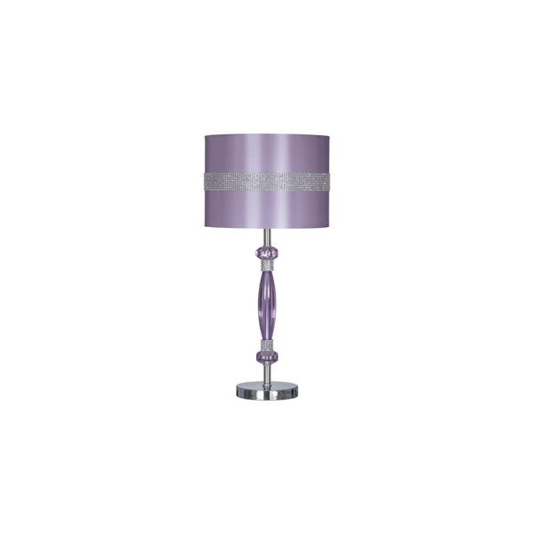 Acrylic and Metal Base Table Lamp with Fabric Shade, Purple - BM230989