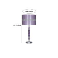 Acrylic and Metal Base Table Lamp with Fabric Shade, Purple - BM230989