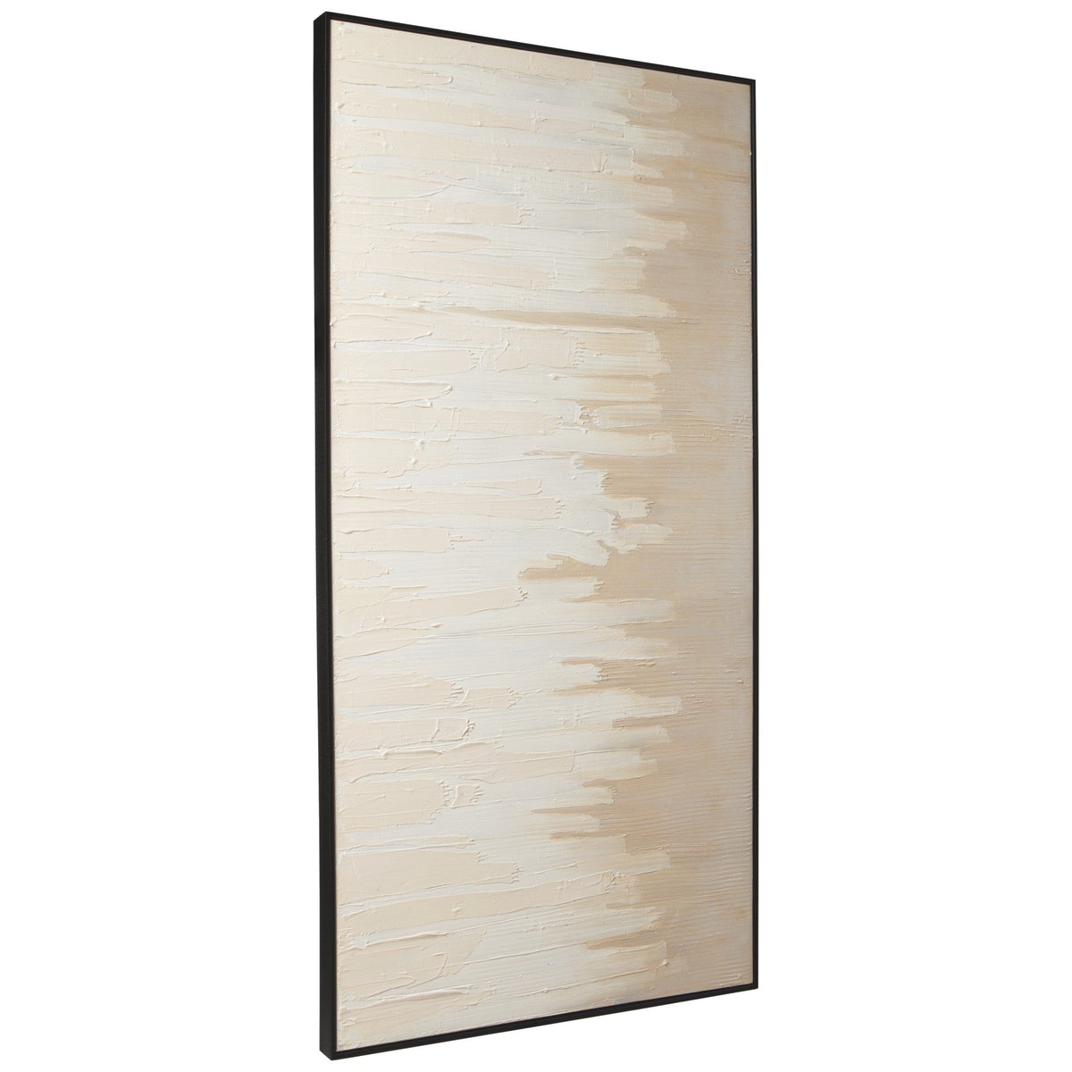 Rectangular Canvas Wall Art with Abstract Design, Beige and Off White - BM231394