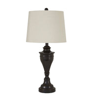Metal Table Lamp with Turned Pedestal Base, Set of 2, Bronze - BM231406