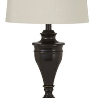 Metal Table Lamp with Turned Pedestal Base, Set of 2, Bronze - BM231406