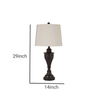 Metal Table Lamp with Turned Pedestal Base, Set of 2, Bronze - BM231406