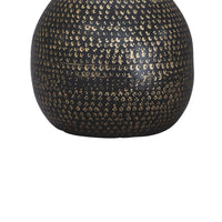 Pot Bellied Base Metal Table Lamp with Dotted Pattern, Black - BM231413