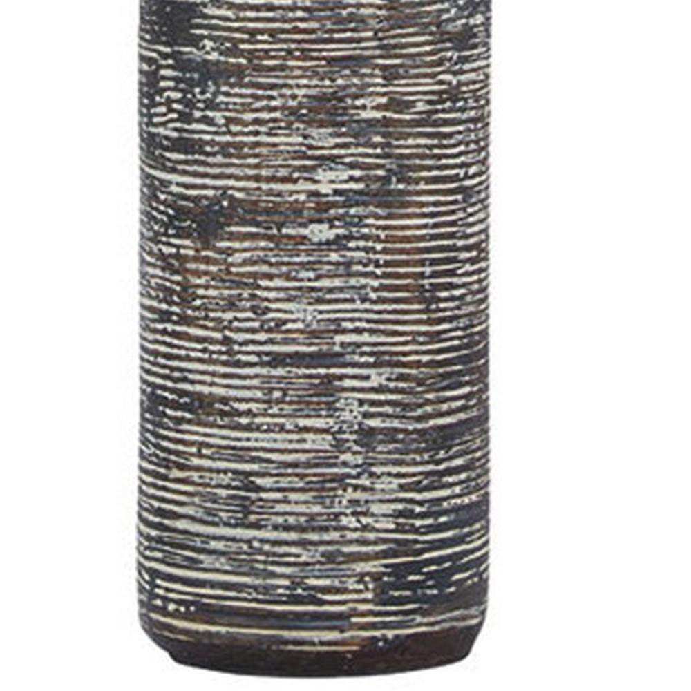 Fabric Shade Table Lamp with Textured Base, Set of 2, White and Black - BM231949