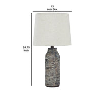 Fabric Shade Table Lamp with Textured Base, Set of 2, White and Black - BM231949
