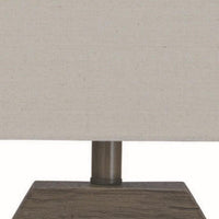 Hexagonal Wooden Base Table Lamp with rectangular Shade, Brown and Gray - BM231955