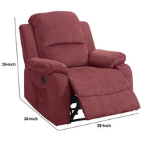 39 Inch Fabric Power Recliner with USB Port, Red - BM232060