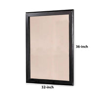 36 Inches Rectangular Wood Encased Mirror, Black - BM232102