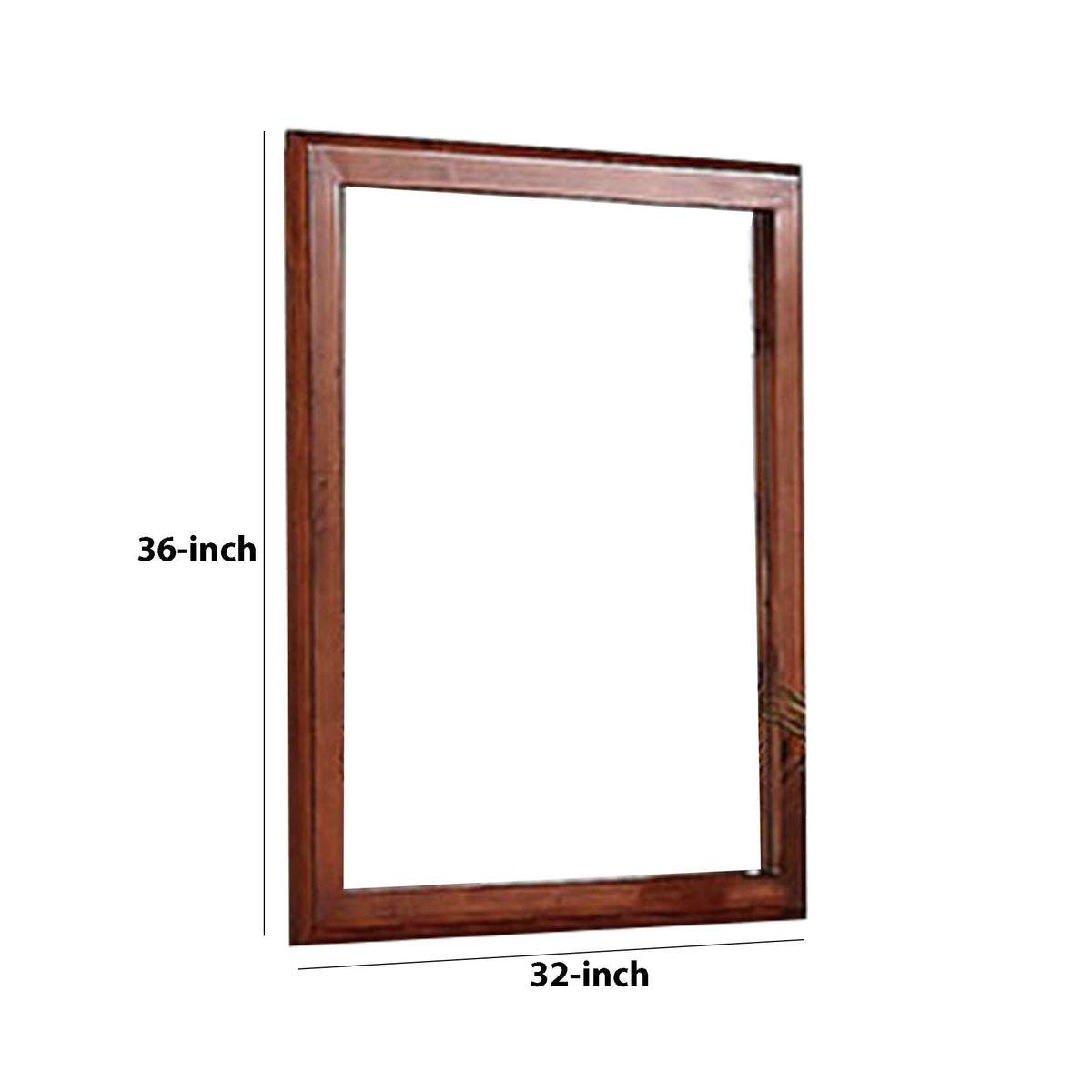 36 Inches Rectangular Wood Encased Mirror, Brown - BM232105