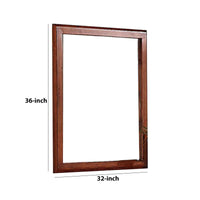 36 Inches Rectangular Wood Encased Mirror, Brown - BM232105