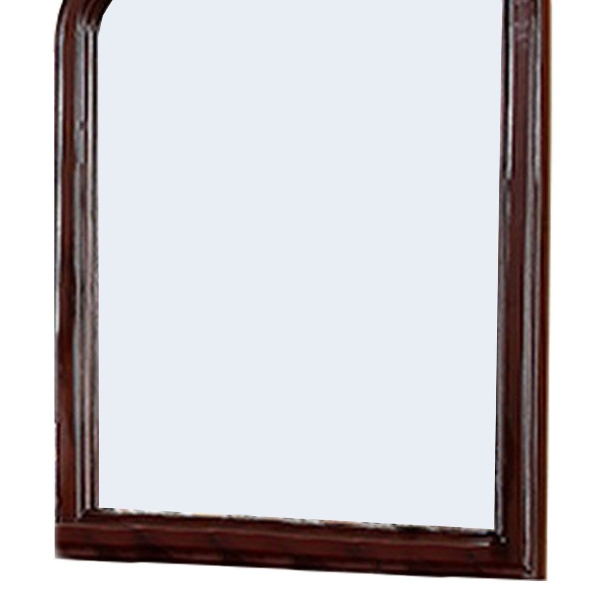 37 Inches Wooden Mirror with Curved Edges, Brown - BM232118