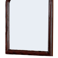 37 Inches Wooden Mirror with Curved Edges, Brown - BM232118