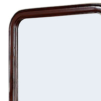 37 Inches Wooden Mirror with Curved Edges, Brown - BM232118