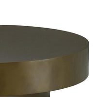 Contemporary Round Metal Coffee Table with Drum Base, Bronze - BM232163