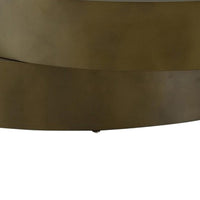 Contemporary Round Metal Coffee Table with Drum Base, Bronze - BM232163