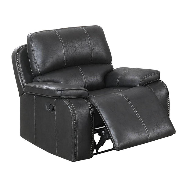Leatherette Manual Recliner with Stitched Details, Black - BM232359