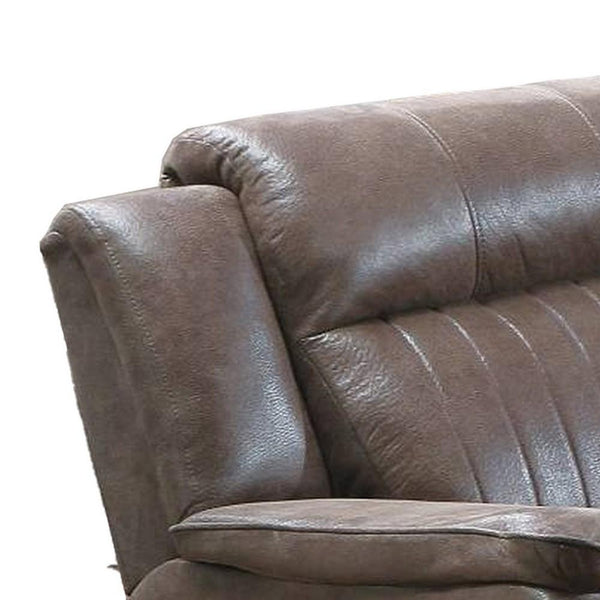 Fabric Manual Recliner Chair with Pillow Top Arms, Brown - BM232604